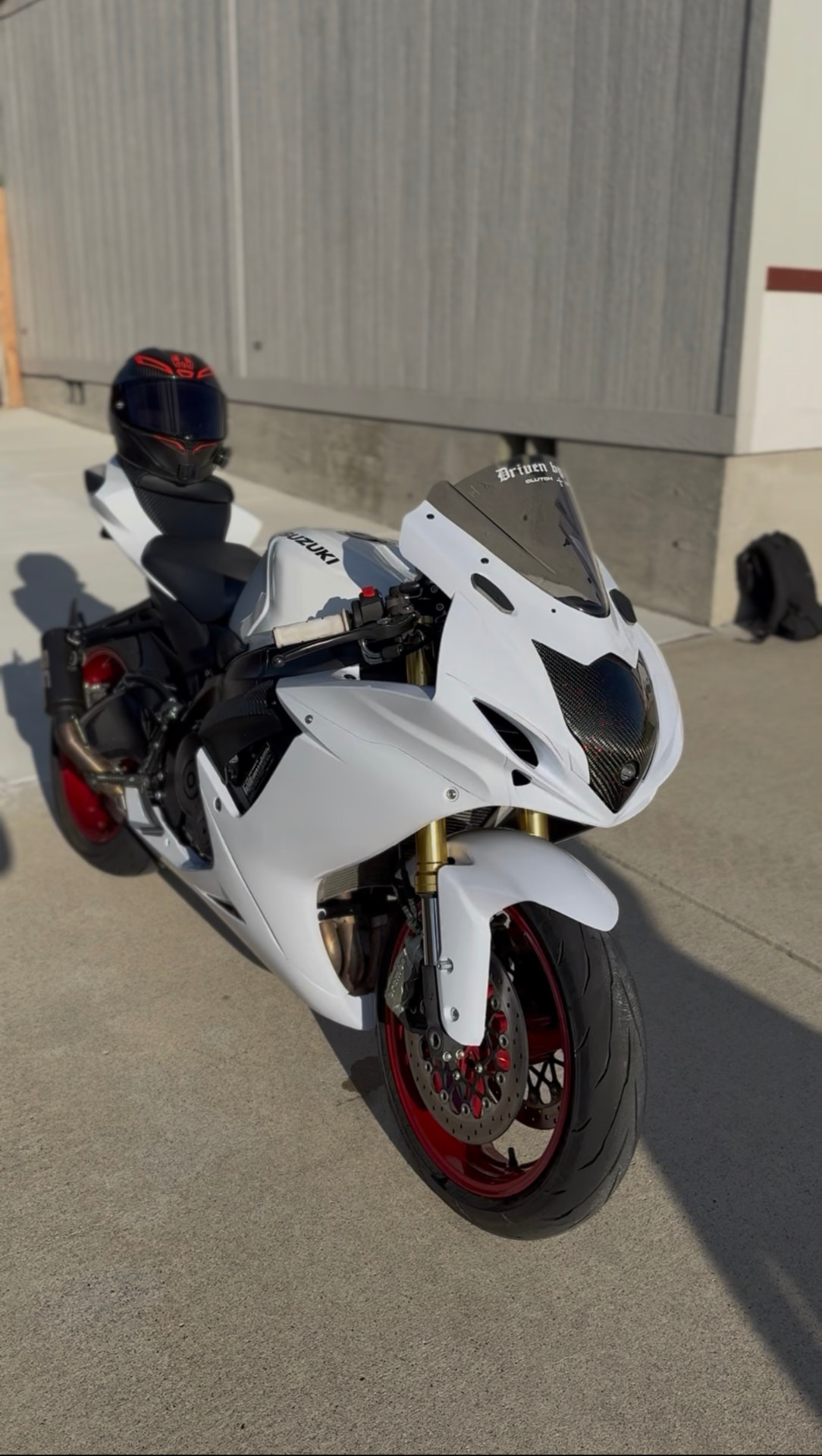 Detailed white Suzuki sport bike
