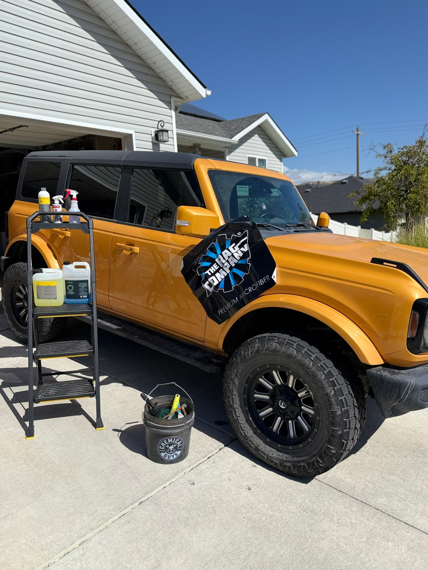 Yellow Ford Bronco exterior detail